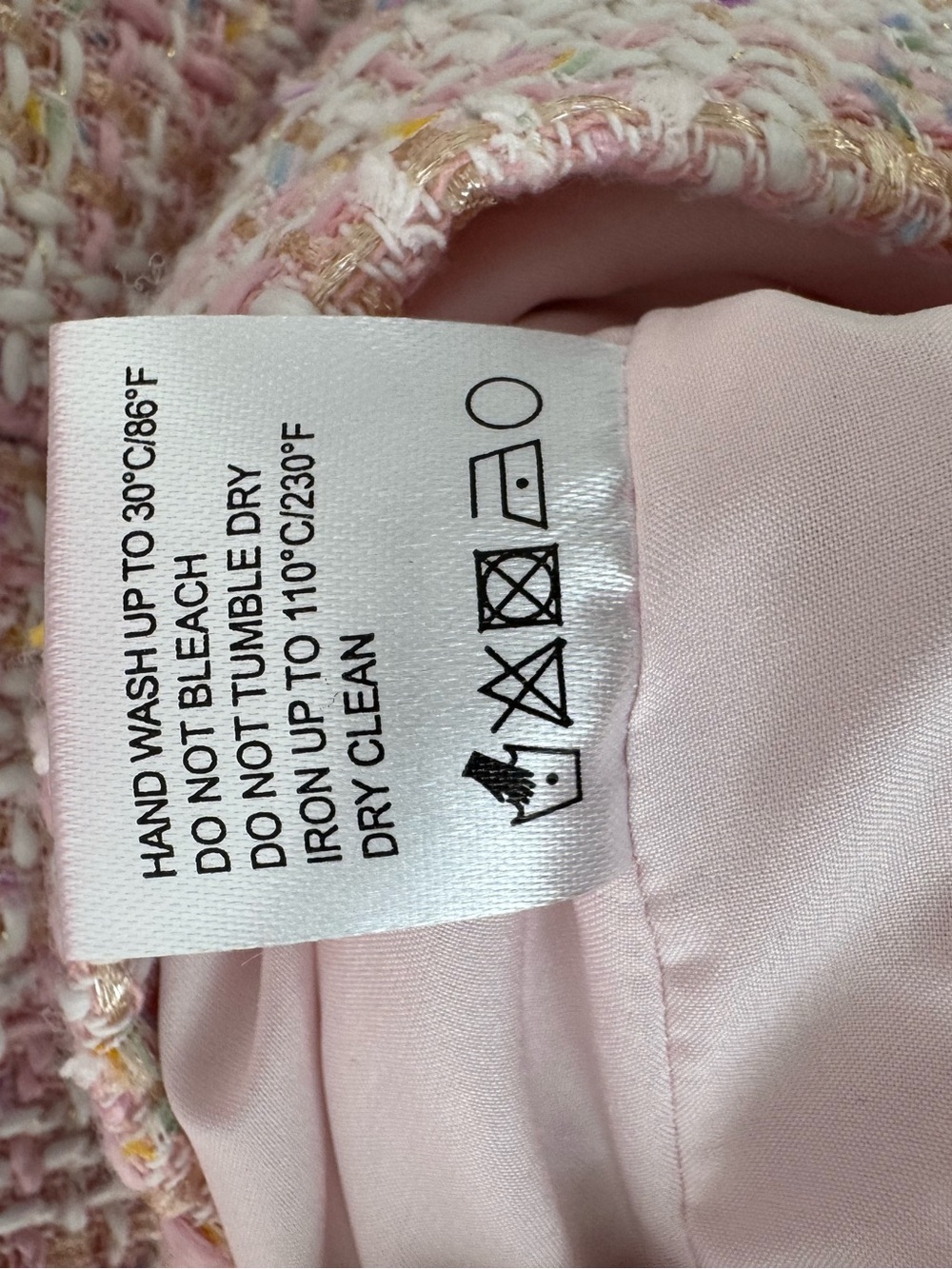 Lea & Viola Pink Tweed Pearl Button Mini Dress Size S - Picture 8 of 10